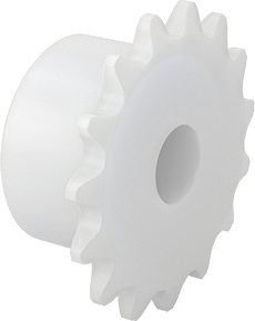 Image of Product. Front orientation. Plastic Sprocket, for Single-Strand ANSI 35 Roller Chain, 15 Teeth.