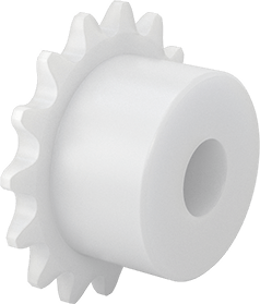 Image of Product. Back orientation. Plastic Sprocket, for Single-Strand ANSI 35 Roller Chain, 15 Teeth.
