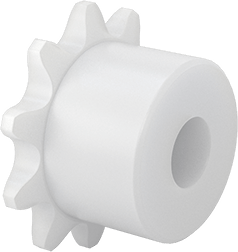 Image of Product. Back orientation. Plastic Sprocket, for Single-Strand ANSI 35 Roller Chain, 10 Teeth.