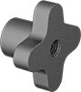 Image of Product. Style 7. Front orientation. Four-Arm Grip. Threaded Through-Hole Knobs, Style 7.