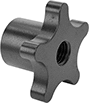 Image of Product. Style 9. Front orientation. Five-Arm Grip. Threaded Through-Hole Knobs, Style 9.