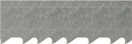 Image of Product. Side1 orientation. Vibration-Damping Long-Life Band Saw Blade, for Stainless Steel, Nickel and Titanium, 1" Wide, 138" Long, 2-3 Teeth/Inch.