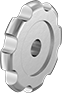 Image of Product. Style 3. Front orientation. Ribbed Grip. Unthreaded Through-Hole Knobs, Style 3.