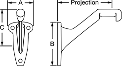 Image of Attribute. Front orientation. Contains Annotated, MultipleImages. Brackets. Handrail Mounting Brackets, Style 1.