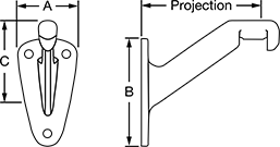 Image of Attribute. Front orientation. Contains Annotated, MultipleImages. Brackets. Handrail Mounting Brackets, Style 2.