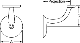 Image of Attribute. Front orientation. Contains Annotated, MultipleImages. Brackets. Handrail Mounting Brackets, Style 3.