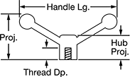 Image of Attribute. Front orientation. Contains Annotated. Threaded-Hole Mount, 2 Arms.