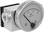 Image of Product. Front orientation. Differential Pressure Transmitters. Differential Pressure Transmitters with Dial Indicator for Liquids.