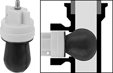Image of ProductInUse. Bottom orientation. Contains Inset. Expansion Plugs. Air-Inflatable Plugs for Tee Connections.