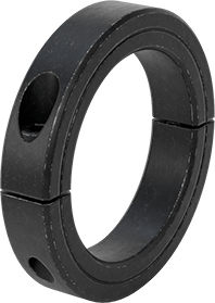 Image of Product. Front orientation. Clamping Two-Piece Shaft Collar, for 3-1/4" Diameter, Black-Oxide 1215 Carbon Steel.