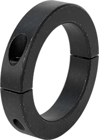 Image of Product. Back orientation. Clamping Two-Piece Shaft Collar, for 3-1/4" Diameter, Black-Oxide 1215 Carbon Steel.