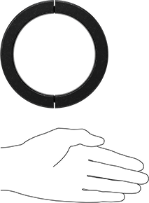Image of Product. Side1 orientation. Contains SizingReference. Clamping Two-Piece Shaft Collar, for 4" Diameter, Black-Oxide 1215 Carbon Steel.