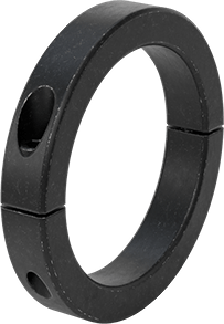 Image of Product. Back orientation. Clamping Two-Piece Shaft Collar, for 4" Diameter, Black-Oxide 1215 Carbon Steel.