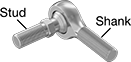 Image of Product. Front orientation. Contains Annotated. Rod Ends. Oil-Embedded Ball Joint Linkages.