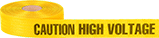 Image of Product. Front orientation. Barrier Tape. Reusable Barrier Tape, Message: Caution High Voltage.