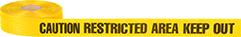 Image of Product. Front orientation. Barrier Tape. Reusable Barrier Tape, Message: Caution Restricted Area Keep Out.