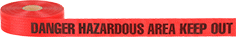Image of Product. Front orientation. Barrier Tape. Reusable Barrier Tape, Message: Danger Hazardous Area Keep Out.