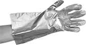 Image of ProductInUse. Gloves. Front orientation. Gloves. Ultra-Thin EVOH Chemical-Resistant Gloves, EVOH/Polyethylene, Gloves, Smooth, 15" Long.