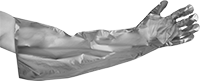 Image of ProductInUse. Gloves with Sleeve. Front orientation. Gloves. Ultra-Thin EVOH Chemical-Resistant Gloves, EVOH/Polyethylene, Gloves with Sleeve.