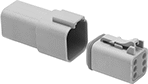Image of Product. Front orientation. Power Connectors. DT Deutsch-Style DC Connectors, Plug and Socket Sets.