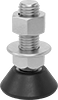 Vibration-Damping Rigid Leveling Mounts with Threaded Stud