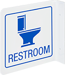 Image of Product. Front orientation. Signs. Flange-Mount Restroom Signs, Two-Way View, Restroom (English).