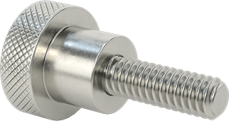Image of Product. Back orientation. 303 Stainless Steel Knurled Knob, with 1/4"-20 Thread, 3/4" Long Stud, 3/4" Head Diameter.