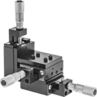 Image of Product. Back. Back orientation. Positioning Slides. Three-Axis Positioning Tables with Micrometers.