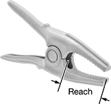 Image of Product. Front orientation. Contains Annotated. Spring Clamps. Spring Clamps, Fiberglass Body, Fiberglass Jaw.