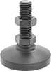 Black-Oxide Steel Swivel Leveling Mounts with Threaded Stud