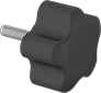 Image of Product. Style 6. Front orientation. Five-Arm Grip. Comfort-Grip Threaded-Stud Knobs, Style 6.