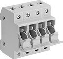Image of Product. Front orientation. Fuse Blocks. DIN-Rail Mount Fuse Blocks for UL Class CC Midget Fuses, For 4 Fuses.