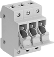 Image of Product. Front orientation. Fuse Blocks. DIN-Rail Mount Fuse Blocks for Midget Fuses, For 3 Fuses.