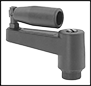 Image of Specification. Handle with Revolving/Folding Grip Shown Folded. Front orientation. Contains Border. Revolving Grip. Adjustable Position, Folding Grip.