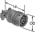Image of Product. Front orientation. Contains Annotated. Mil. Spec. Connectors. Mil. Spec. Push-In Connectors, Male, Internal Housing Lock, Plugs.