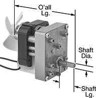 Image of Product. Front orientation. Contains Annotated. Electric Gearmotors. Face-Mount Compact AC Gearmotors.