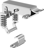Image of Product. 90° Angle Strike Plate with Safety Catch. Front orientation. Draw Latches. Corner-Mount Tight-Hold Draw Latches, Safety Catch, 90° Angle Strike Plate, 304 Stainless Steel.