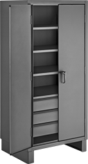Image of Product. Front orientation. Cabinets. Extra Heavy Duty Shelf Cabinets with Drawers.