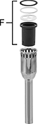 Image of System. Front orientation. Exploded view. Contains Annotated. Flush Valve Replacement Parts. Moen Flush Valve Replacement Parts, Vacuum Breaker Components.