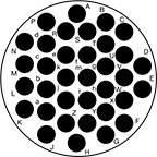 Image of Specification. 35 Poles (Clockwise). Front orientation. Contains Annotated. 35 Poles. Mil. Spec. Compatible Connectors, Clockwise.