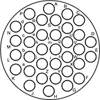 Image of Specification. 35 Poles (Counterclockwise). Front orientation. Contains Annotated. 35 Poles. Mil. Spec. Compatible Connectors, Counterclockwise.