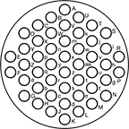 Image of Specification. 48 Poles (Counterclockwise). Front orientation. Contains Annotated. 48 Poles. Mil. Spec. Compatible Connectors, Counterclockwise.