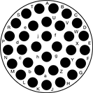 Image of Specification. 32 Poles (Clockwise). Front orientation. Contains Annotated. 32 Poles. Mil. Spec. Compatible Connectors, Clockwise.