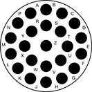 Image of Specification. 23 Poles (Clockwise). Front orientation. Contains Annotated. 23 Poles. Mil. Spec. Compatible Connectors, Clockwise.