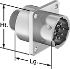 Image of Product. Front orientation. Contains Annotated. Mil. Spec. Connectors. Mil. Spec. Compatible Connectors, Receptacles, External Housing Lock, Male.