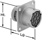 Image of Product. Front orientation. Contains Annotated. Mil. Spec. Connectors. Mil. Spec. Compatible Connectors, Receptacles, Female, External Housing Lock.