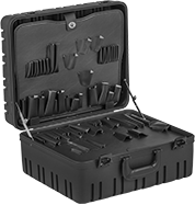 Image of Product. Style B. Front orientation. Cases. Protective Storage Cases with Compartments, Plastic Keyed-Lock Cases, Fixed Dividers, Style B, 58 Compartments.