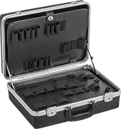 Image of Product. Style A. Front orientation. Cases. Protective Storage Cases with Compartments, Plastic Keyed-Lock Cases, Fixed Dividers, Style A, 50 Compartments.