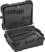 Image of Product. Style D. Front orientation. Cases. Protective Storage Cases with Compartments, Plastic Padlockable Cases, Fixed Dividers, Style D, 50 Compartments.
