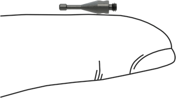 Image of Product. Side1 orientation. Contains SizingReference. Renishaw Probe Stylus, Cylindrical, Number A-5004-7589, 1.5mm Diameter Steel End.